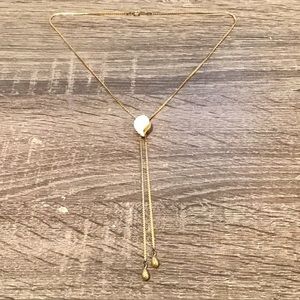 Vintage Avon Gold Tone Seashell Adjustable Lariat Necklace 26" Long